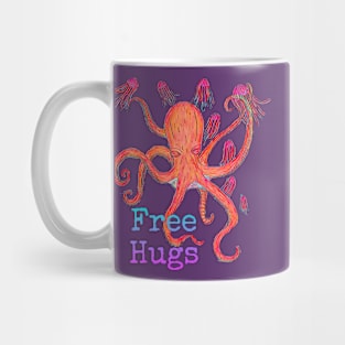 Octopus with Jellyfish, Free Hugs Mug